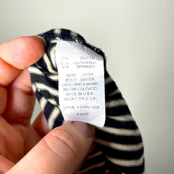 Anthropologie Greylin Sz S Black White Striped Sleeveless Ruffle Top Maxi Dress - Picture 5 of 8